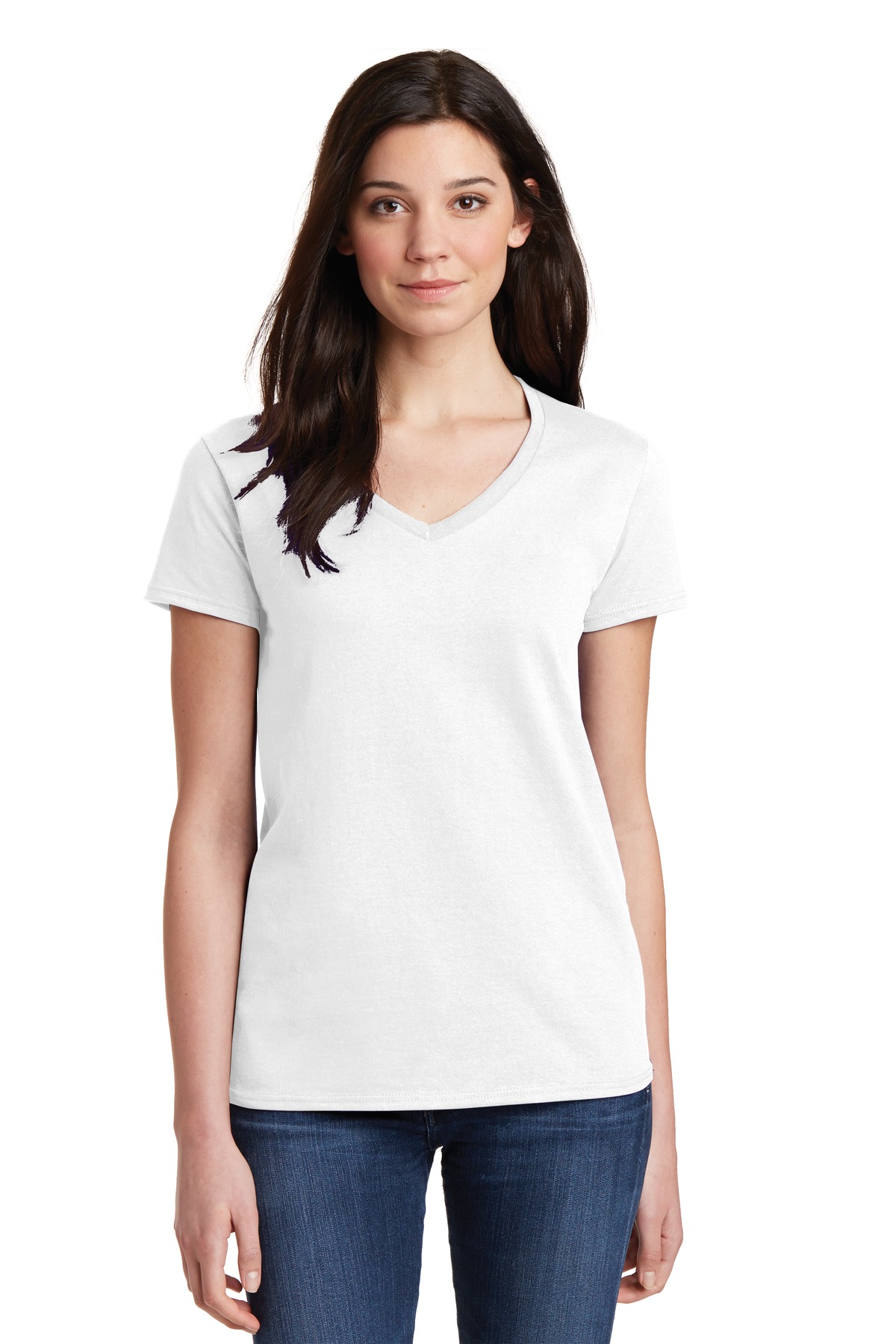 Gildan ® Ladies Heavy Cotton ™ 100% Cotton V-Neck T-Shirt. 5V00L ...
